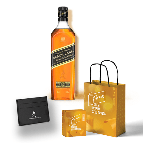 kit presenteável whisky black label 1l + porta cartão exclusivo