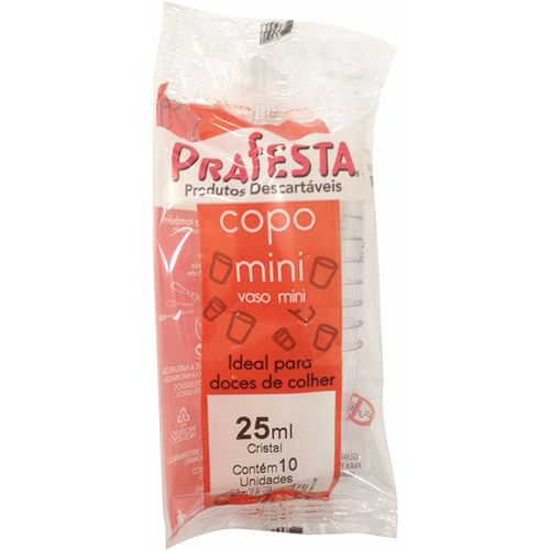 Copo Descartável Prafesta Mini 25ml Pacote com 10 Unidades