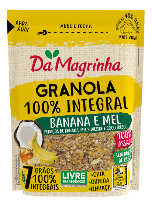 Granola Integral DA MAGRINHA Banana e Mel pacote 250g