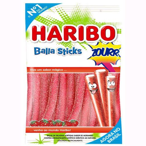 Bala de Gelatina Haribo Sticks Zourr Morango 175g