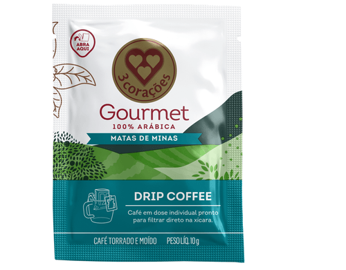 Café em Sachê Drip Coffee Filtrado Matas de Minas 3 Corações Gourmet Caixa 10g
