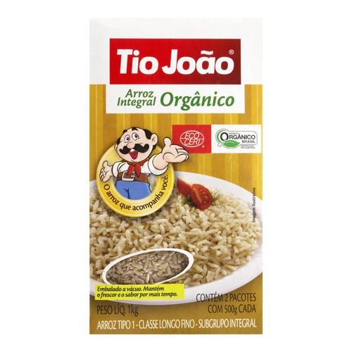 Arroz Integral Tio João Orgânico sem Glúten Pacote 1 kg