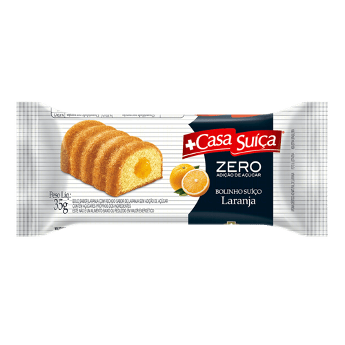 Bolinho Suíço Laranja Recheio Laranja Zero Lactose sem Adição de Açúcar Casa Suíça Pacote 35g