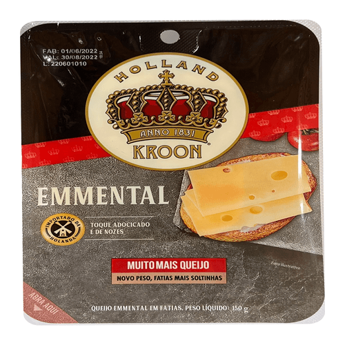 Queijo Emmental Fatiado Holland Kroon Bandeja 150g