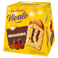 Panettone com Gotas de Chocolate e Recheio Brigadeiro Chocolate  Vivale Caixa 400g