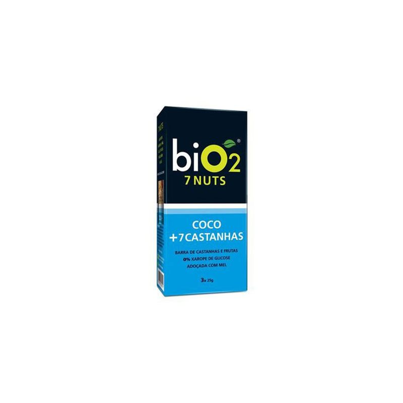 Barra-de-Cereais-Bio2-7-Nuts-Coco---7-Castanhas-Caixa-75-g-com-3-Unidades