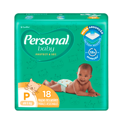 Fralda Descartável Infantil Personal Baby Protect &amp; Sec P Pacote 18 Unidades