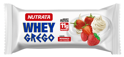 Barra De Proteína Morango Com Chantilly 11g De Proteínas Whey Grego Bar Nutrata 40g