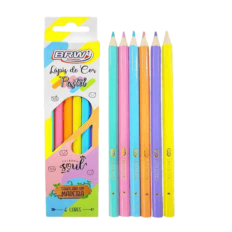 Lápis De Cor Brw 6 Cores Pastel Lp0006