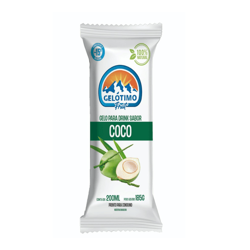 Gelo Para Drink Sabor Coco 100% Natural Gelótimo Fruit 185g