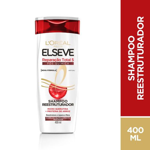 Shampoo Reconstrutor Loréal Paris Elseve Reparação Total 5 Especial Química Frasco 400ml