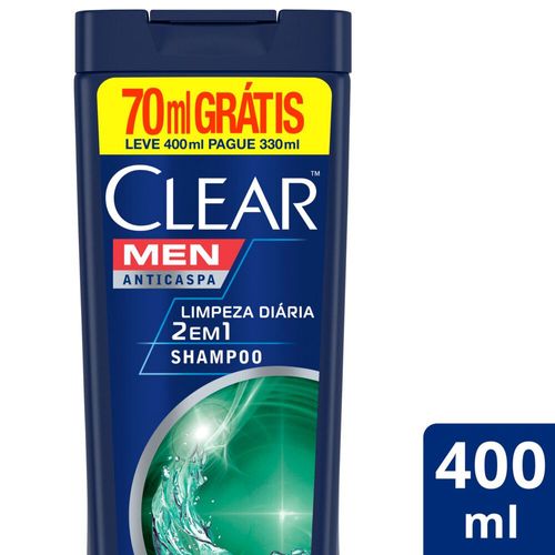 Shampoo Anticaspa Clear Men Limpeza Diária 2 em 1 400 ml