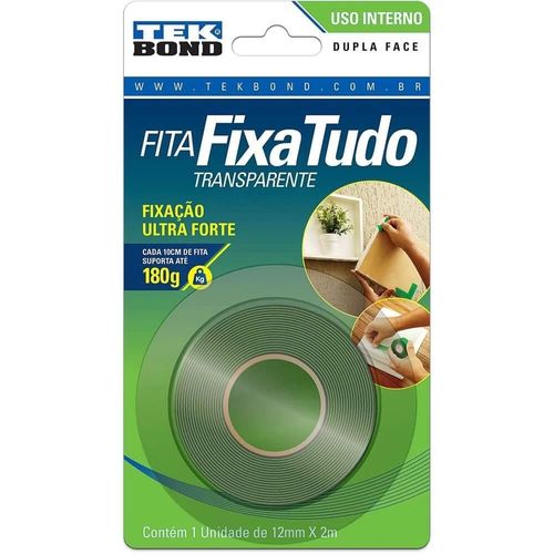 Fita Acrílica Dupla Face Interna 12mm x 2m Tekbond