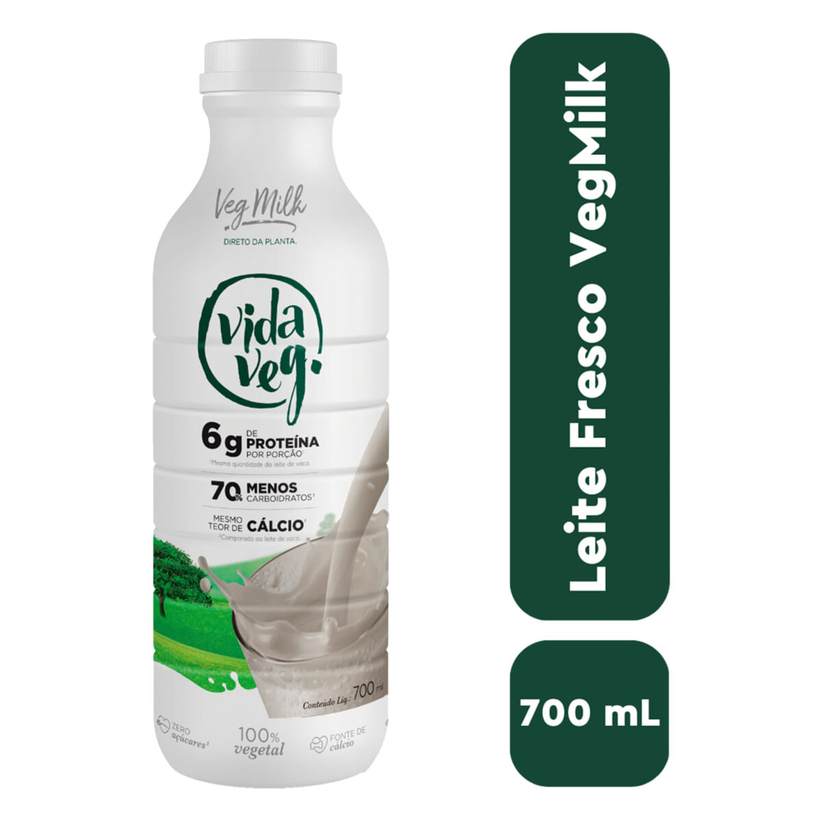 Leite Vegetal Zero Açúcar Vida Veg Veg Milk Garrafa 700ml