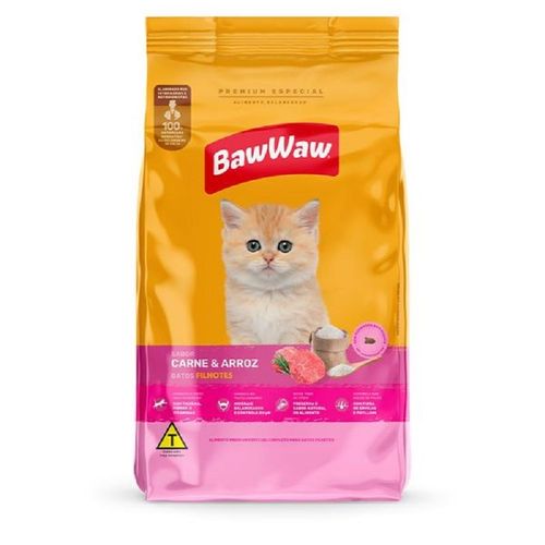 Alimento para Gatos Filhotes Carne e Arroz Baw Waw 900g