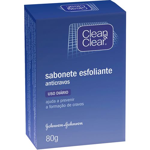 Sabonete Facial Clean&Clear Limpeza Esfoliante Anticravos 80g