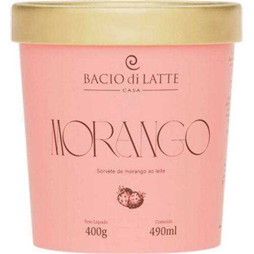 Sorvete de Morango com Leite BACIO DI LATTE Creme de Morango Pote 490ml