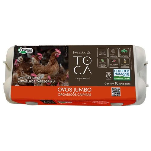 Ovos Vermelhos Jumbo Orgânicos Fazenda da Toca com 10 Unidades