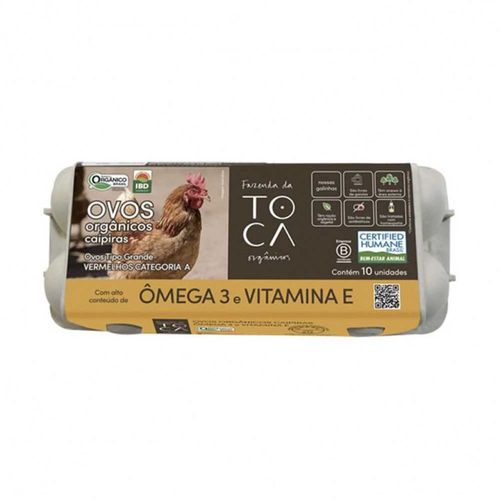 Ovos vermelhos ômega 3 orgânico caipira Fazenda da toca cartela c/10 unid