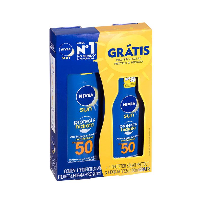 Kit-protetor-solar-protect---hidrata-fps50-200ml---protetor-solar-sensitive-kids-fps60-Nivea-100ml