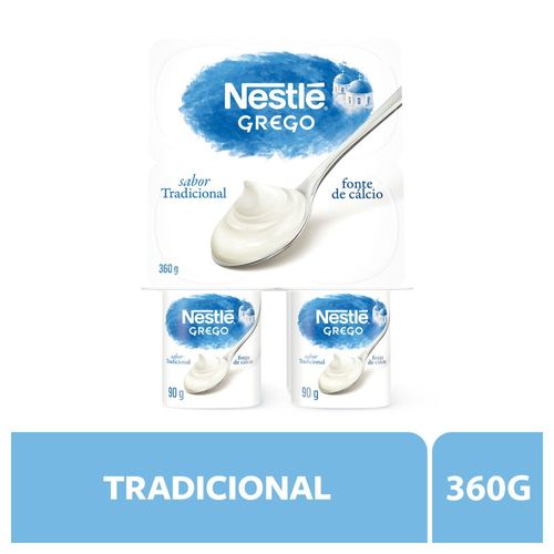Iogurte Grego Tradicional Nestlé Bandeja 360g 4 Unidades de 90g Cada