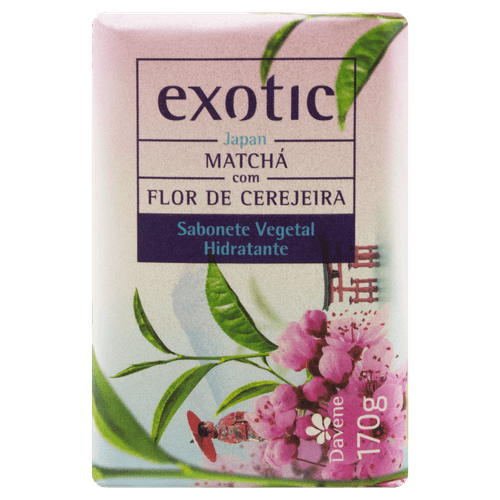 Sabonete em Barra Vegetal Hidratante Japan Matchá com Flor de Cerejeira Davene Exotic Envoltório 170g