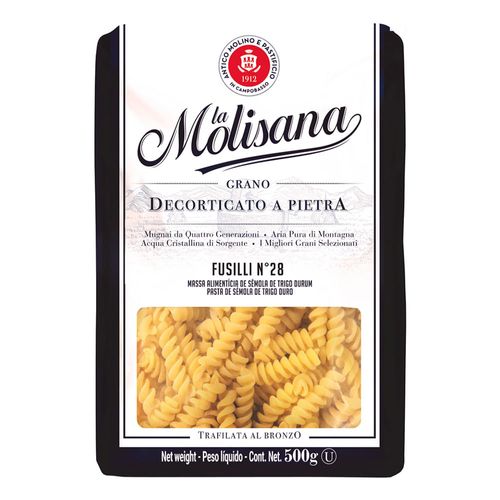 Macarrão de Sêmola de Trigo Durum Trafilata al Bronzo Fusilli 28 La Molisana Pacote 500g