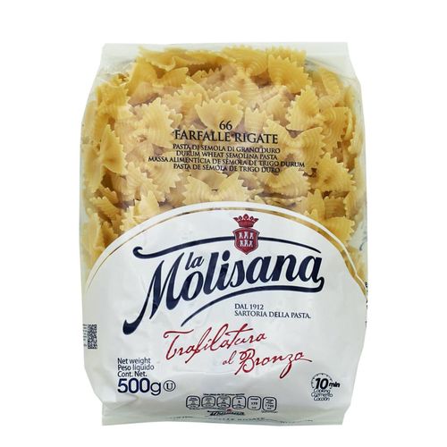 Macarrão de Sêmola de Trigo Durum Trafilata al Bronzo Farfalle 66 La Molisana Pacote 500g