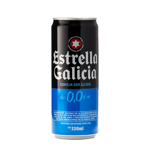 Cerveja Espanhola Estrella Galicia 0,0% Álcool Lata 330 Ml