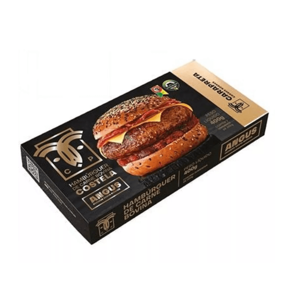 Hambúrguer de Carne Bovina Costela Angus Congelado Carapreta 360g