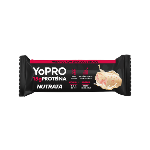 Barra de Proteína Nutrata Yopro Sabor Morango com Chocolate Branco 55g