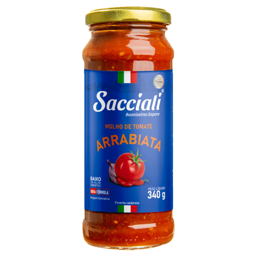 Molho de Tomate Arrabiata Pimenta-Calabresa Sacciali Vidro 340g