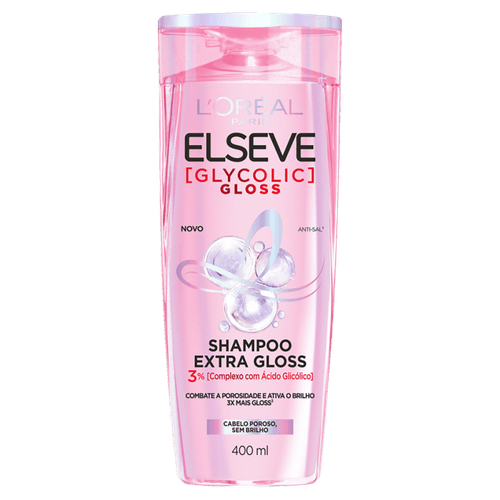 Shampoo Extra Gloss Anti-Sal L'oréal Paris Elseve Glycolic Gloss Frasco 400ml