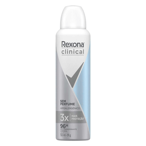 Antitranspirante Aerossol sem Perfume 96h Rexona Clinical 150ml Spray