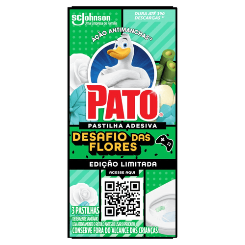 Detergente Sanitário Pastilha Adesiva Desafio das Flores Pato 3 Unidades Edição Limitada