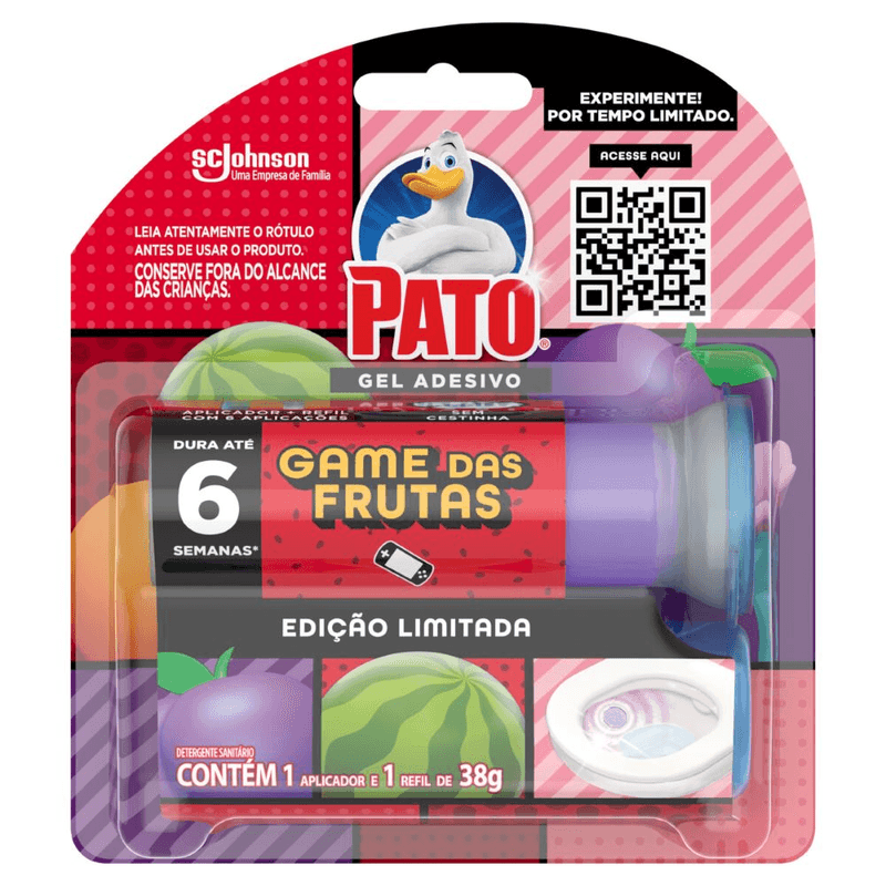 Desodorizador-Sanitario-Pato-Gel-Adesivo-Game-das-Frutas-Aplicador-e-Refil-6-Discos-Oferta-Especial