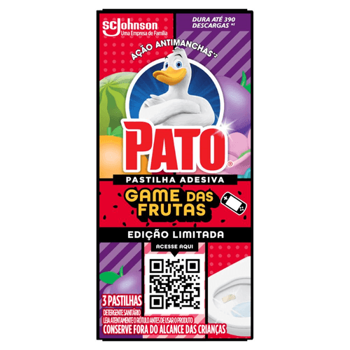 Detergente Sanitário Pastilha Adesiva Game das Frutas Pato 3 Unidades Edição Limitada