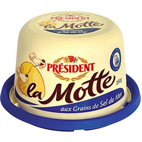 Manteiga Comum com Cristais de Sal Président La Motte Pote 250g