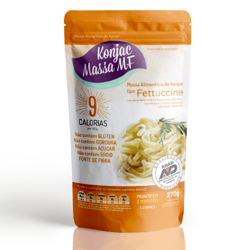 Massa Alimentícia de Fibra Macarrão Fettuccine Konjac Massa MF Pouch Peso Líquido 270g Peso Drenado 200g