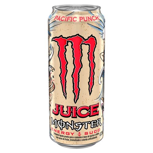 Composto Energético Líquido à Base de Taurina e Cafeína Juice Suco de Frutas Monster Pacific Punch Lata 473ml