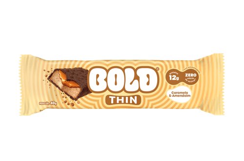 Suplemento Alimentar Barra de Proteína 12g Proteína Caramelo & Amendoim sem Adição de Açúcar Bold Thin Pacote 40g