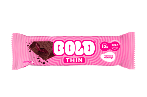 Suplemento Alimentar Barra de Proteína 12g Proteína Trufa de Morango sem Adição de Açúcar Bold Thin Pacote 40g