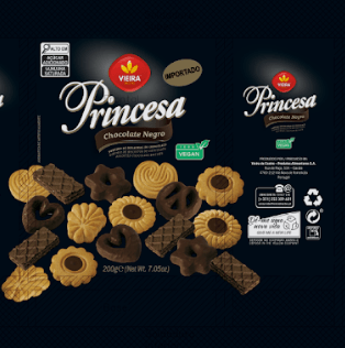 Biscoito Vieira De Castro Princesa Chocolate Meio Amargo Vegano 200g