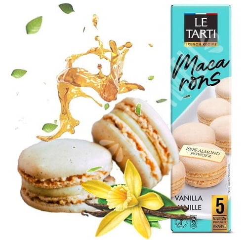 Biscoito Le Tarti Macarons Baunilha Com Chocolate Caixa 60G Com 5 Unidades