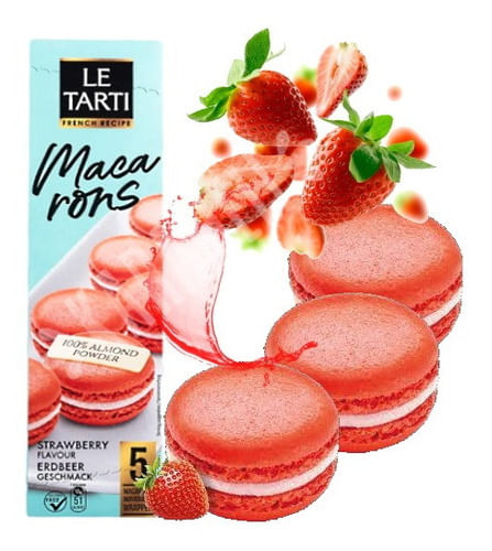 Macarons Recheado Frances LE TARTI Morango Caixa 60g