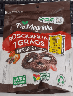 Biscoito Rosquinha com Preparado de Morango e Cacau Da Magrinha 7 Grãos Pouch 120g