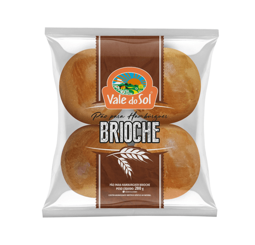 Pão para Hambúrguer Brioche Vale do Sol Pacote 280g 4 Unidades de 70g Cada