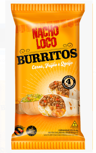 Burrito Nacho Loco 400g-Pc Carne/Fjao/Qjo