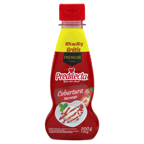 Cobertura para Sorvete Morango Predilecta Premium Squeeze 220g Grátis 20g