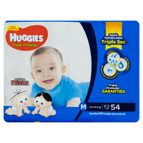 Fralda HUGGIES Tripla Proteção M 54 Tiras